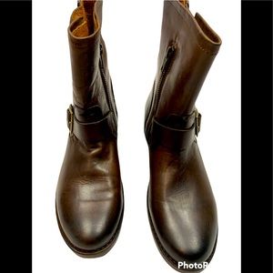 Frye Brown Leather Short Biker Ankle Boots Size 8